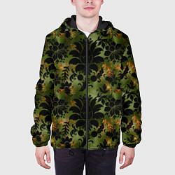 Куртка с капюшоном мужская Темные тропические листья, цвет: 3D-черный — фото 2