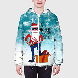 Куртка с капюшоном мужская Hipster Santa 2022, цвет: 3D-белый — фото 2