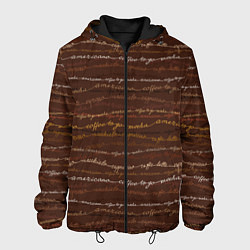 Куртка с капюшоном мужская Разные Кофейные Надписи, цвет: 3D-черный