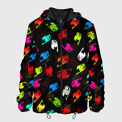 Куртка с капюшоном мужская ХВОСТ ФЕИ ЛОГОБОМБИНГ ЦВЕТНЫЕ СИМВОЛЫ FAIRY TAIL, цвет: 3D-черный