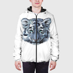 Куртка с капюшоном мужская Взгляд белого тигра, цвет: 3D-черный — фото 2