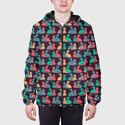 Куртка с капюшоном мужская Кролики 18, цвет: 3D-черный — фото 2