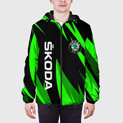 Куртка с капюшоном мужская SKODA Логотип Узор, цвет: 3D-черный — фото 2
