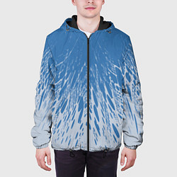 Куртка с капюшоном мужская Коллекция Rays Лучи Голубой и серый Абстракция 650, цвет: 3D-черный — фото 2
