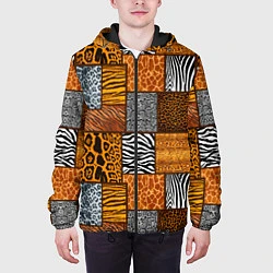Куртка с капюшоном мужская Тигр, полосы, 2022, цвет: 3D-черный — фото 2