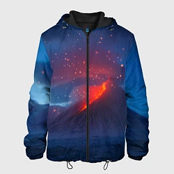 Куртка с капюшоном мужская Извержение вулкана ночью, цвет: 3D-черный