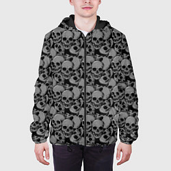 Куртка с капюшоном мужская Gray skulls, цвет: 3D-черный — фото 2