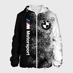Куртка с капюшоном мужская БМВ Черно-белый логотип, цвет: 3D-белый
