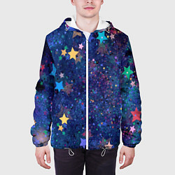 Куртка с капюшоном мужская Звездное небо мечтателя, цвет: 3D-белый — фото 2