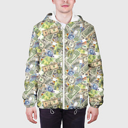 Куртка с капюшоном мужская Разная Денежная Валюта Доллары, Евро, Франки, цвет: 3D-белый — фото 2