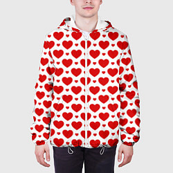 Куртка с капюшоном мужская Сердечки - любовь, цвет: 3D-белый — фото 2