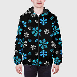 Куртка с капюшоном мужская Снежинки Черепа черный, цвет: 3D-черный — фото 2
