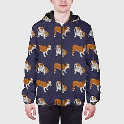 Куртка с капюшоном мужская Английские бульдоги паттерн, цвет: 3D-черный — фото 2