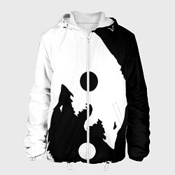 Куртка с капюшоном мужская Волки Инь и Янь Добро и Зло, цвет: 3D-белый