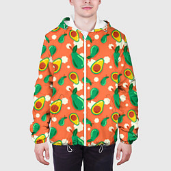Куртка с капюшоном мужская Паттерн из авокадо, цвет: 3D-белый — фото 2