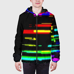 Куртка с капюшоном мужская Color fashion glitch, цвет: 3D-черный — фото 2