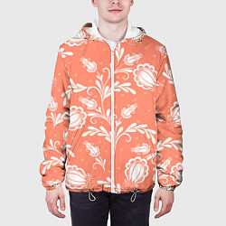 Куртка с капюшоном мужская Красочный ЦвеТочный Узор, цвет: 3D-белый — фото 2