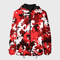 Куртка с капюшоном мужская Красно-белый камуфляж, цвет: 3D-черный