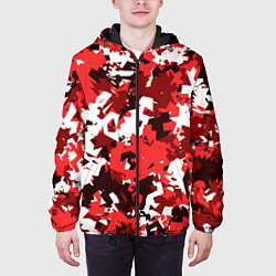 Куртка с капюшоном мужская Красно-белый камуфляж, цвет: 3D-черный — фото 2
