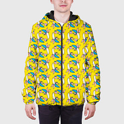 Куртка с капюшоном мужская Летний узор Забавные бананчики, цвет: 3D-черный — фото 2