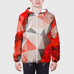 Куртка с капюшоном мужская Красно-серая геометрия, цвет: 3D-белый — фото 2
