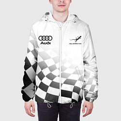Куртка с капюшоном мужская Audi Quattro, Ауди Кватро, Финишный флаг, цвет: 3D-белый — фото 2