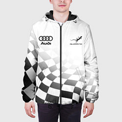 Куртка с капюшоном мужская Audi Quattro, Ауди Кватро, Финишный флаг, цвет: 3D-черный — фото 2
