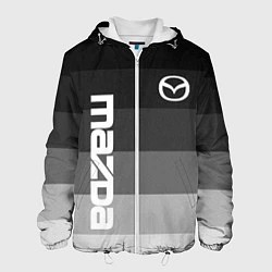 Куртка с капюшоном мужская Мазда, Mazda, Серый градиент, цвет: 3D-белый