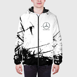 Куртка с капюшоном мужская Mercedes текстура, цвет: 3D-черный — фото 2