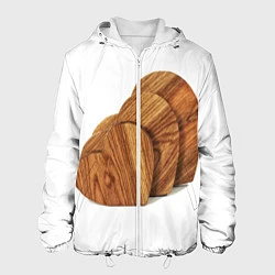 Куртка с капюшоном мужская Сердечки из дерева, цвет: 3D-белый