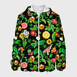 Куртка с капюшоном мужская Фруктовый сад, цвет: 3D-белый