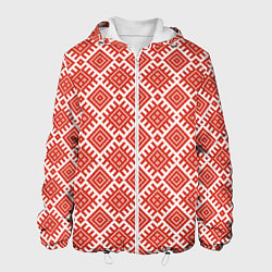 Куртка с капюшоном мужская Славянская Обережная Вышивка Плодородие, цвет: 3D-белый