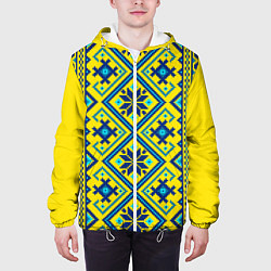 Куртка с капюшоном мужская Славянский национальный орнамент, цвет: 3D-белый — фото 2