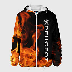 Куртка с капюшоном мужская Peugeot пламя огня, цвет: 3D-белый