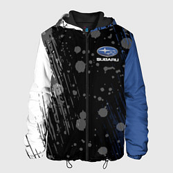 Куртка с капюшоном мужская Subaru Капли красок, цвет: 3D-черный
