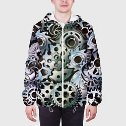 Куртка с капюшоном мужская Стимпанк шестеренки Steampunk, цвет: 3D-белый — фото 2