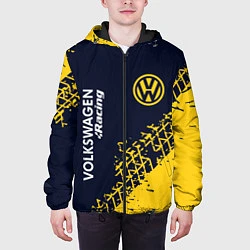 Куртка с капюшоном мужская VOLKSWAGEN RACING - Следы Шин, цвет: 3D-черный — фото 2