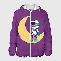 Куртка с капюшоном мужская Astronaut on the moon - сидит, цвет: 3D-белый