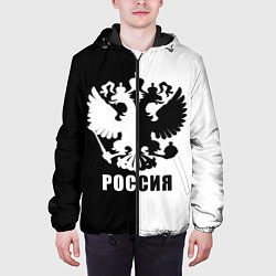 Куртка с капюшоном мужская РОССИЯ чёрно-белое, цвет: 3D-черный — фото 2
