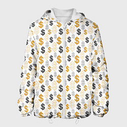 Куртка с капюшоном мужская Денежные Знаки Доллара, цвет: 3D-белый
