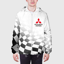 Куртка с капюшоном мужская Митсубиси Mitsubishi финишный флаг, цвет: 3D-белый — фото 2