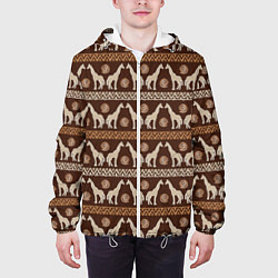 Куртка с капюшоном мужская Жирафы Африка паттерн, цвет: 3D-белый — фото 2