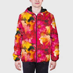 Куртка с капюшоном мужская Садовые цветочки полевые, цвет: 3D-черный — фото 2