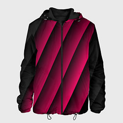 Куртка с капюшоном мужская Red Stripe 3D Красные полосы, цвет: 3D-черный