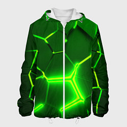 Мужская куртка 3D ПЛИТЫ НЕОН NEON GREEN HEXAGON РАЗЛОМ