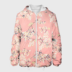 Куртка с капюшоном мужская Расцветающие деревья, цвет: 3D-белый