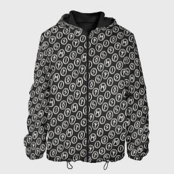 Куртка с капюшоном мужская Рунический алфавит паттерн, цвет: 3D-черный