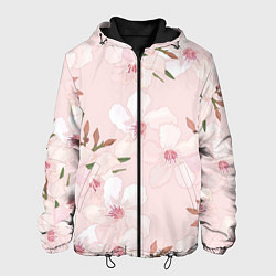 Куртка с капюшоном мужская Розовые цветы весны, цвет: 3D-черный