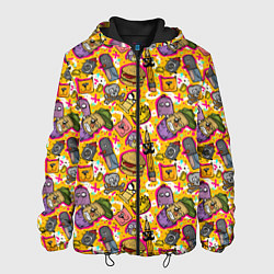 Куртка с капюшоном мужская Поп арт животные, еда, цвет: 3D-черный