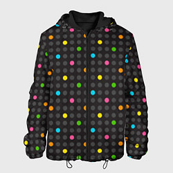 Куртка с капюшоном мужская Разноцветные точки, цвет: 3D-черный